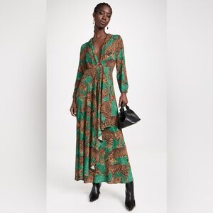 Farm Rio Green Leopard Print Maxi Dress